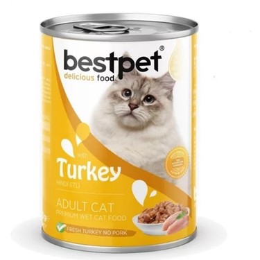 🐾 BestPet Yetişkin Kedi Hindili Sos İçinde Yaş Mama 400g – Lezzetli ve Besleyici Ana Öğün