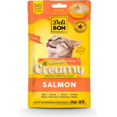 🐾 Delibon Creamy Somonlu Kedi Ödül Maması 15g – Lezzetli ve Besleyici Krem Mama