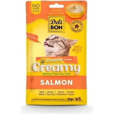 🐾 Delibon Creamy Somonlu Kedi Ödül Maması 15g 5’li Paket – Lezzetli ve Besleyici Atıştırmalık