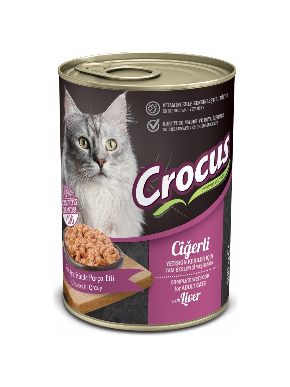 🐾 Crocus Yetişkin Kedi Ciğerli Soslu Yaş Mama 400g – Lezzetli ve Besleyici Ana Öğün