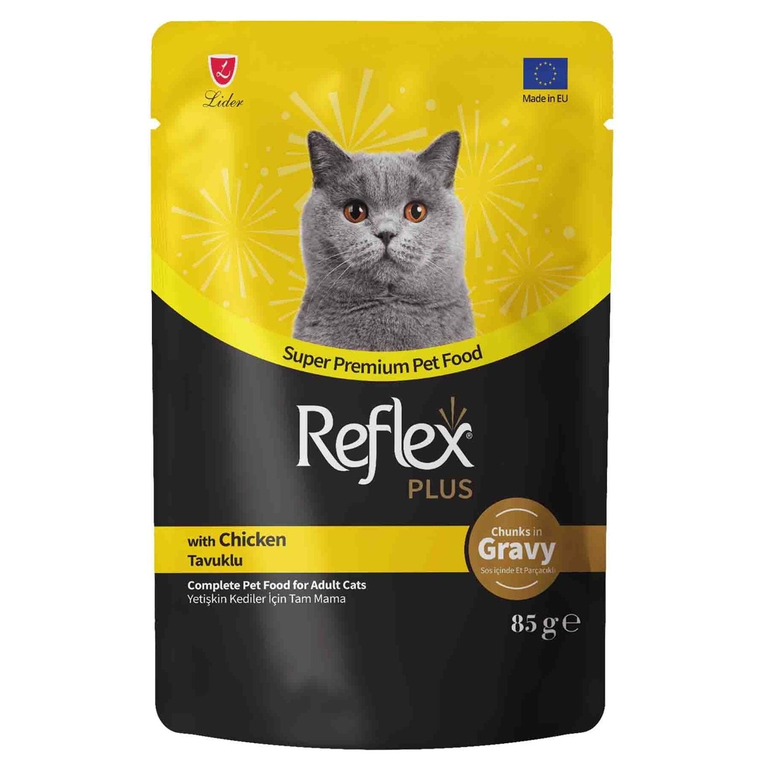 Reflex Plus Pouch Sos İçinde Et Parçacıklı Tavuklu Yetişkin Kedi Maması 85 gr – Lezzetli Islak Mama
