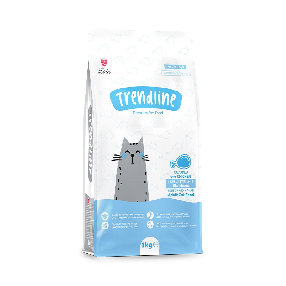 🐾 Trendline Tavuklu Kısırlaştırılmış Yetişkin Kedi Maması 1kg – Dengeli ve Lezzetli Beslenme