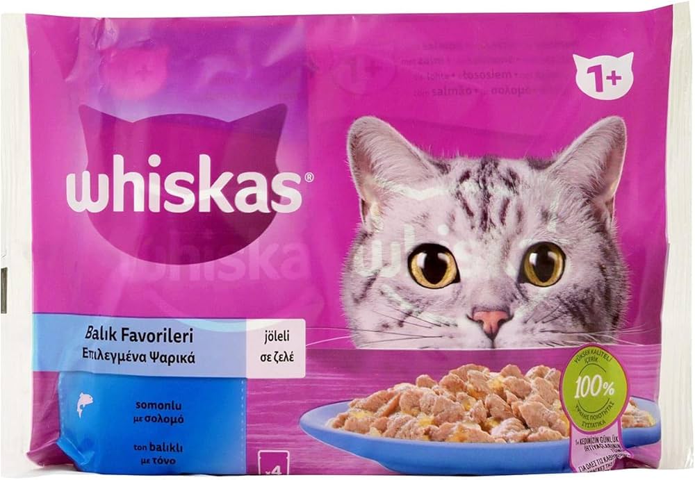 🐾 Whiskas Pouch Balık Çeşitleri 4’lü 4×85g – Lezzetli ve Besleyici Islak Kedi Maması