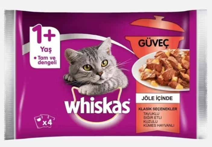 Whiskas Pouch Yavru Güveç Klasik Seçenek 4x85 gr – Yavru Kediler İçin Islak Mama Çeşit Paketi