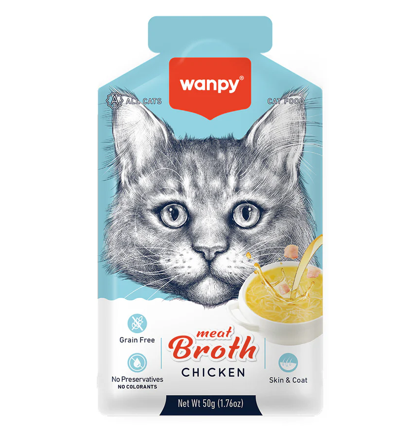 WANPY Kediler İçin Tavuk Eti Çorbası 50 Gr – Doğal, Lezzetli ve Besleyici Tamamlayıcı Mama
