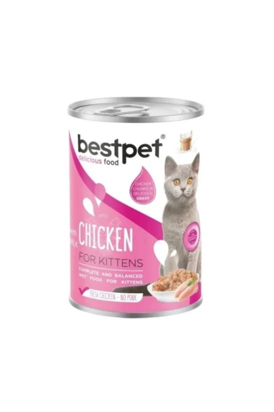 🐾 BestPet Yavru Kedi Sütlü Parçalı Yaş Mama 400g – Besleyici ve Lezzetli Ana Öğün