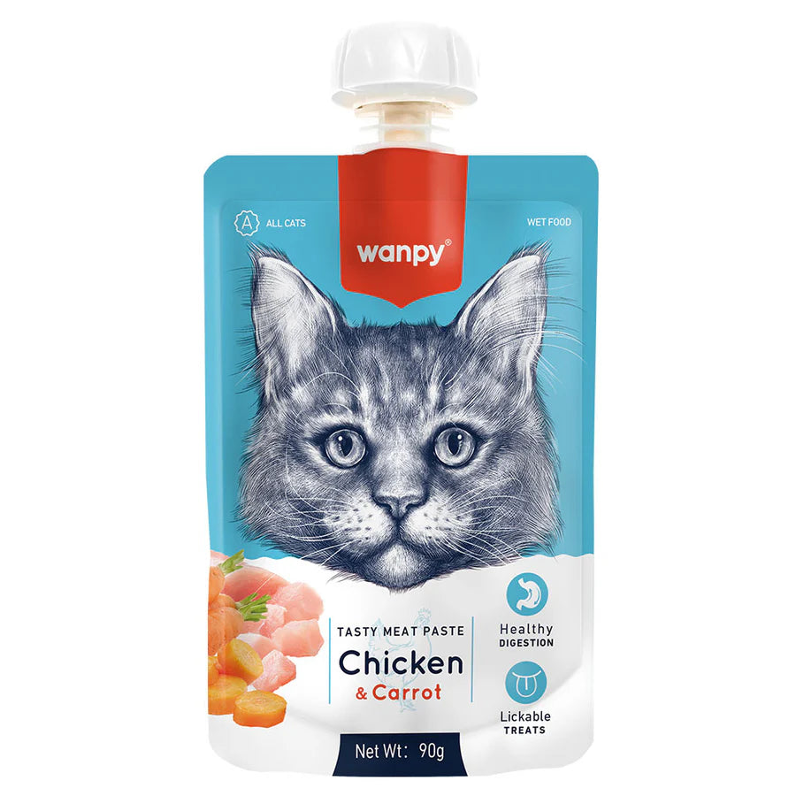 🐾 Wanpy Taze Tavuklu & Havuçlu Kedi Et Ezmesi 90g – Lezzetli ve Besleyici Islak Mama
