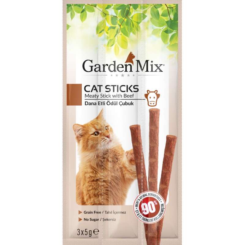 🐾 Gardenmix Dana Etli Kedi Sticks Ödül Maması 3,5g – Lezzetli ve Yumuşak Çubuk Ödül