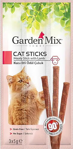 🐾 Gardenmix Kuzu Etli Kedi Sticks Ödül Maması 3,5g – Yumuşak Çubuk Kedi Ödülü