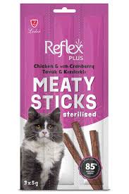 🐾 Reflex Plus Tavuklu & Kızılcıklı Kısırlaştırılmış Yetişkin Kedi Çubuk Ödül Maması 3,5g