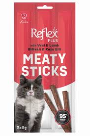 🐾 Reflex Plus Kedi Ödül Sticks Biftek & Kuzu 3x5g – Lezzetli ve Besleyici Atıştırmalık