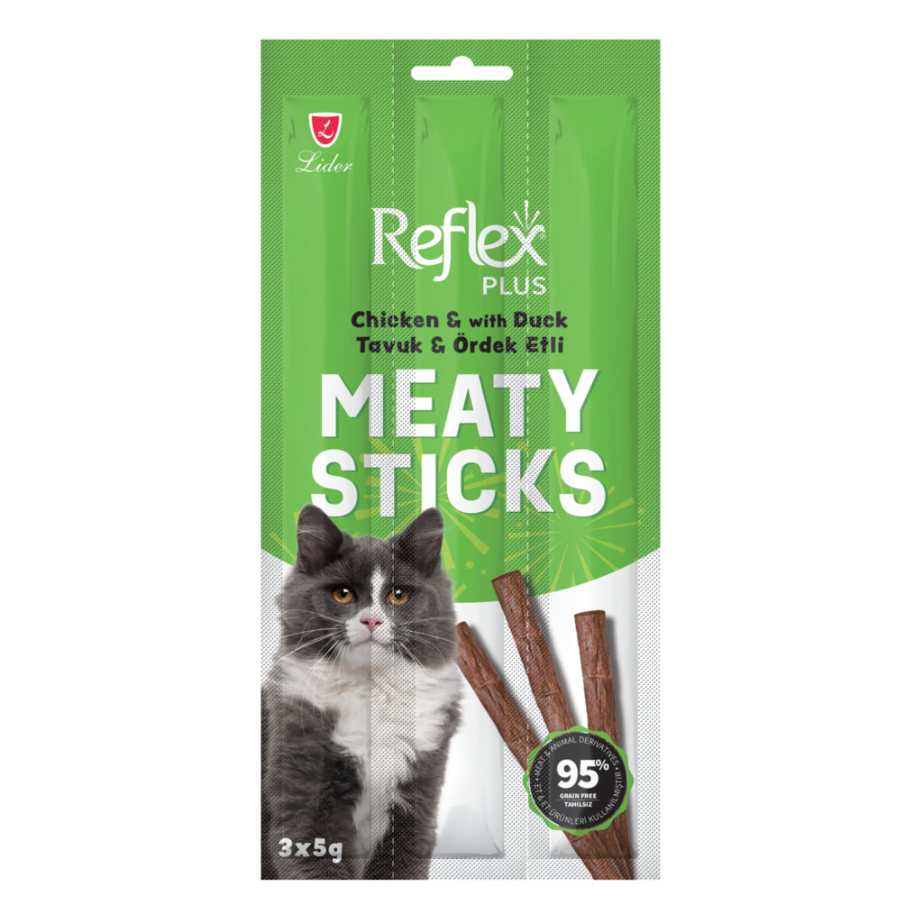 🐾 Reflex Plus Tavuklu & Ördekli Kedi Ödül Sticks 3,5g – Yumuşak Çubuk Ödül Maması