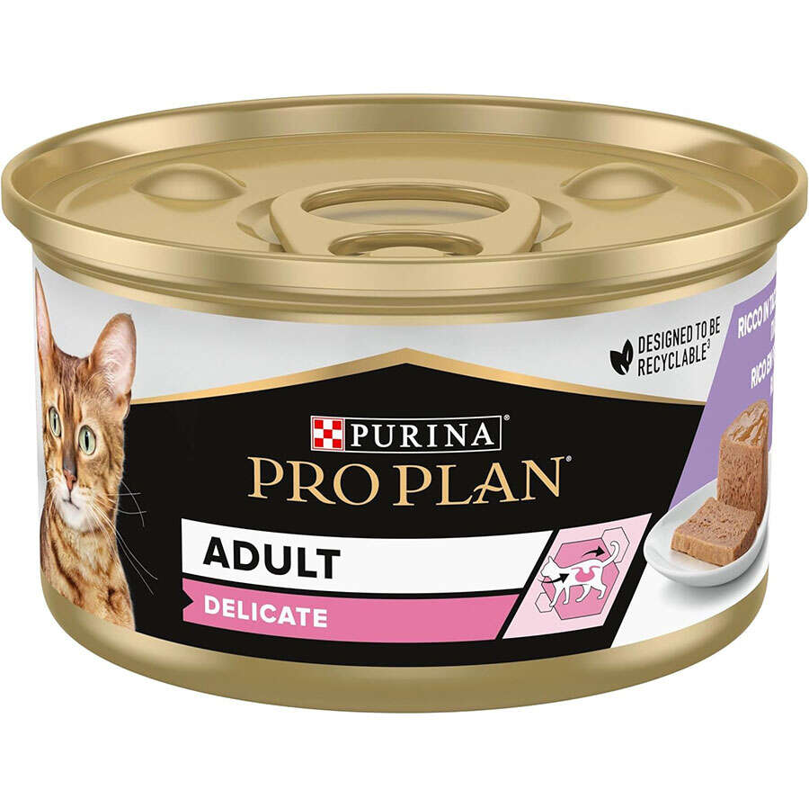 Pro Plan Delicate Cat Mousse Hindi Etli Yetişkin Kedi Maması 85 gr – Hassas Kediler İçin Islak Mama
