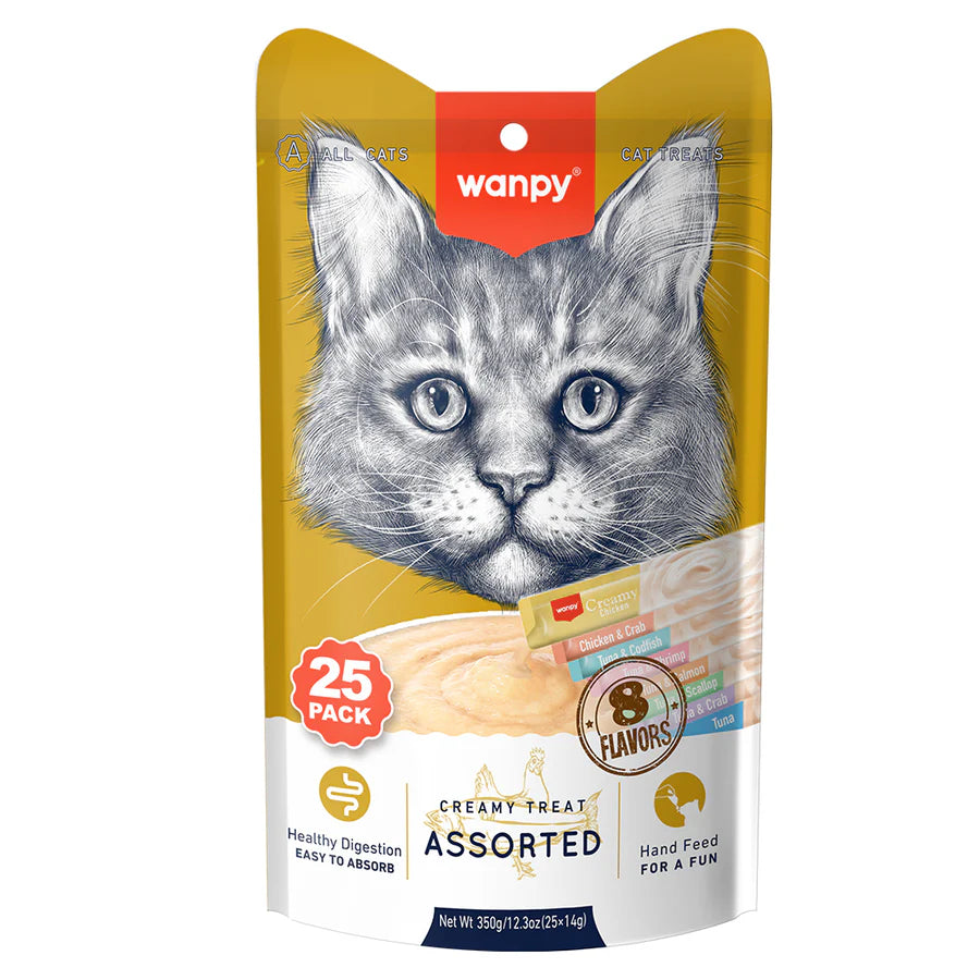 🐱 Wanpy Karışık 8 Lezzetli Krema Kedi Ödül Maması 25'li